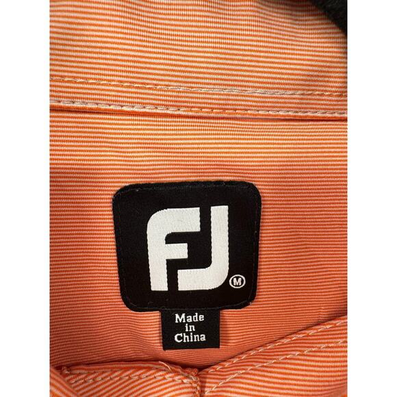 FootJoy Men's Orange Striped Golf Polo Size M Performance Shirt Golf & Casual - Picture 3 of 6